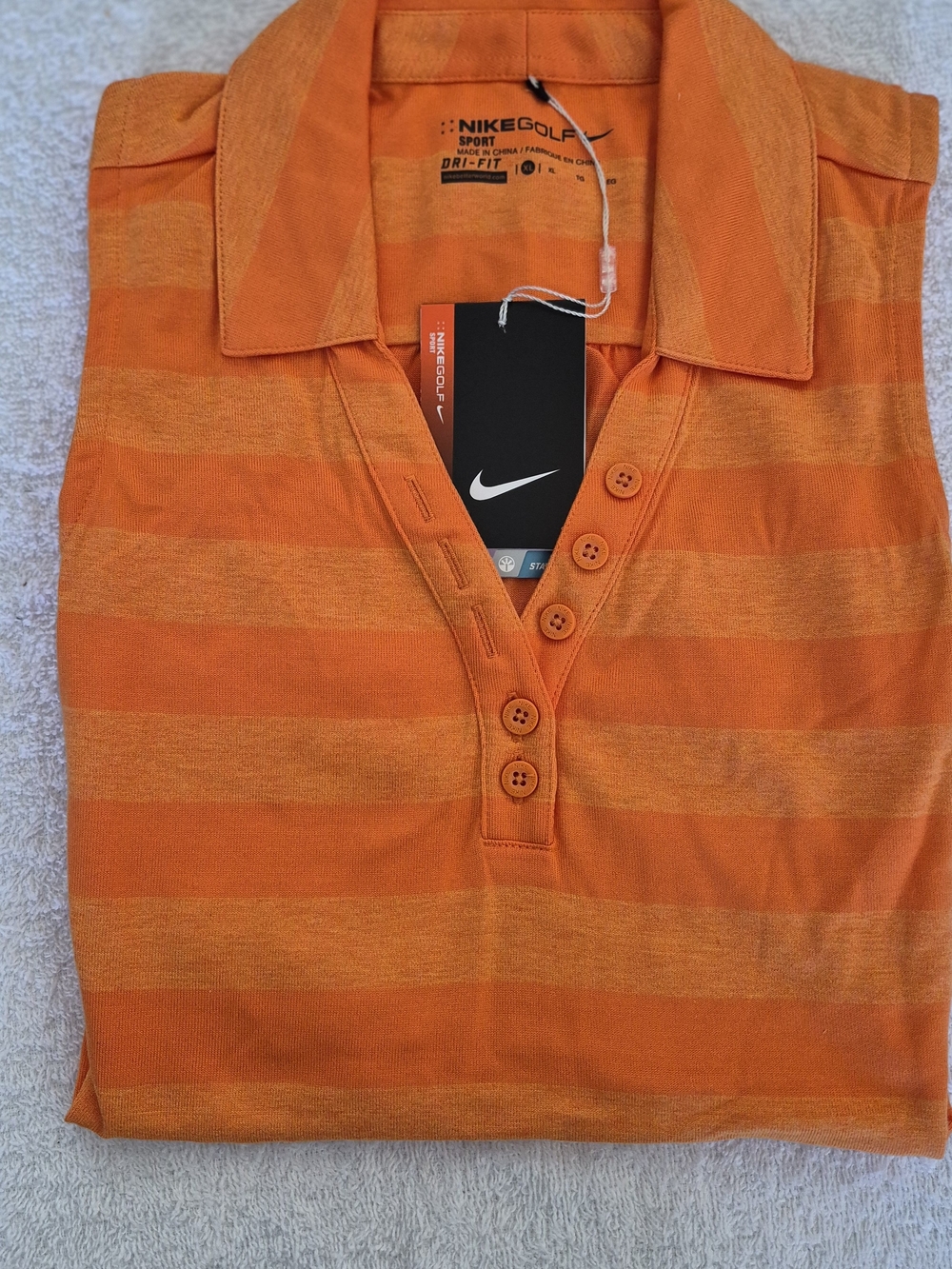 Nike Womens Orange Dri-FIT Striped Golf Polo Shirt Sizes